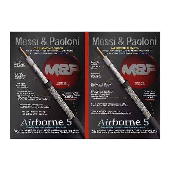 Câble Coaxial Airborne 5 Messi & Paoloni Écheveau Pour 50 M