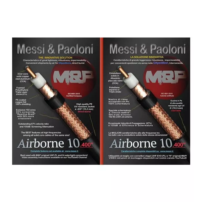 Cable Coaxial Messi & Paoloni  RG 213 U PLUS a Bassa Perdita Costo Al Mt UK