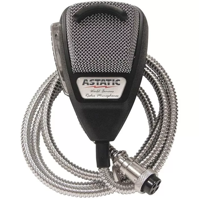 Astatic 636LSE Black Housing Silver Metallic Cord 4 Pin CB Mic