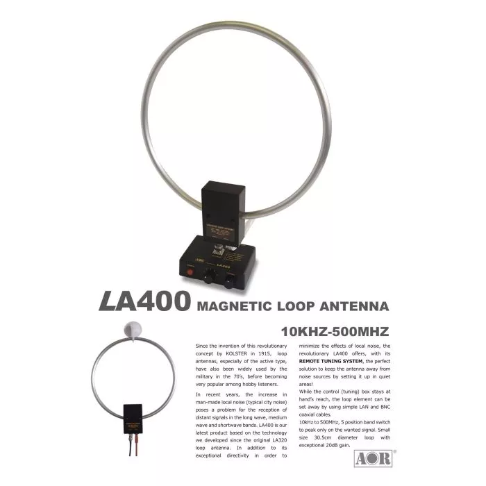 AOR USA LA400 Indoor Active Loop Antenna - 10kHz to 500MHz