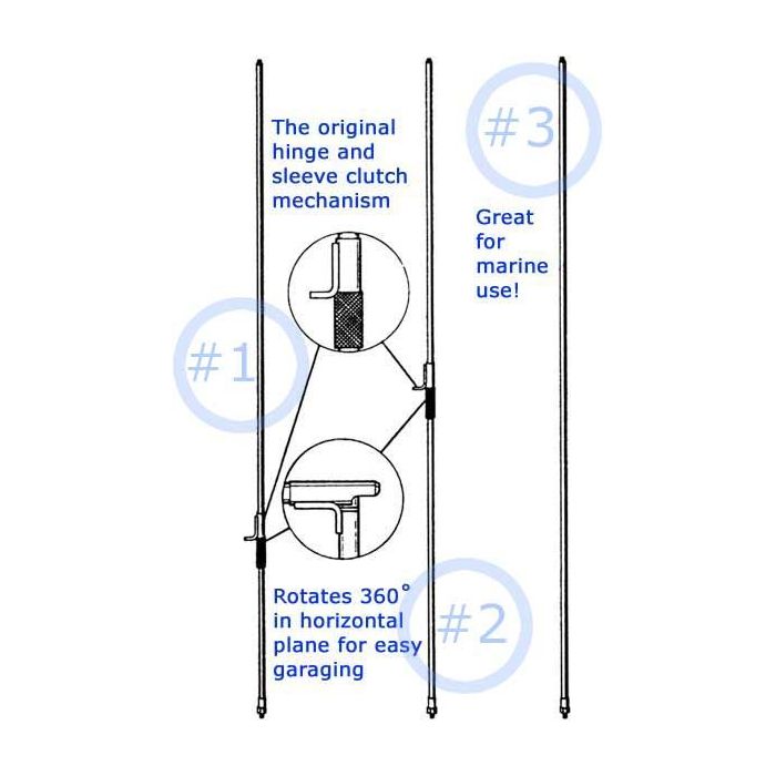 Hustler MO-1 HF Mobile Antenna for Fender/Deck Mount