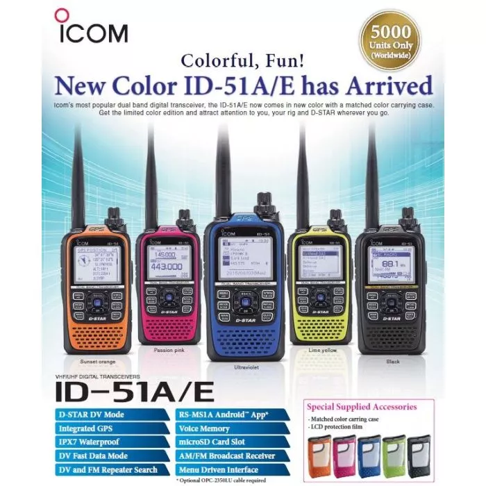 Icom ID-51A Plus 5W Dual-Band D-Star Handheld Amateur Transceiver