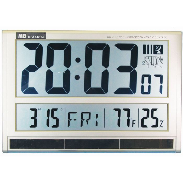 MFJ-139RC Solar Atomic Clock Giant LCD w/Temp/Humidity