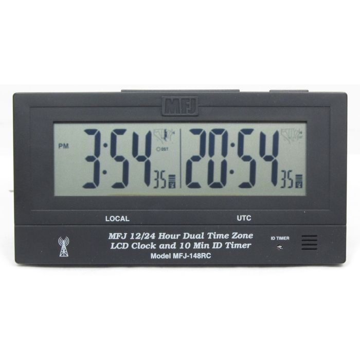 MFJ-148RC Dual Time LCD Clock, Atomic W/Gmt Zone, ID Timer