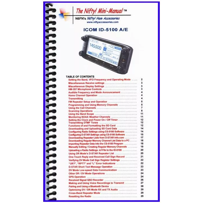 Nifty Accessories ID-5100 Quick Reference Guide for ICOM