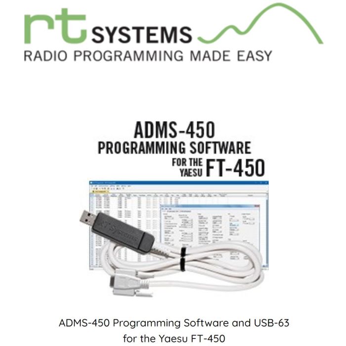 RT Systems ADMS-450 Programming Software and USB-63 for the Yaesu FT-450 RT Systems ADMS-450 Programming Software and USB-63 for the Yaesu FT-450