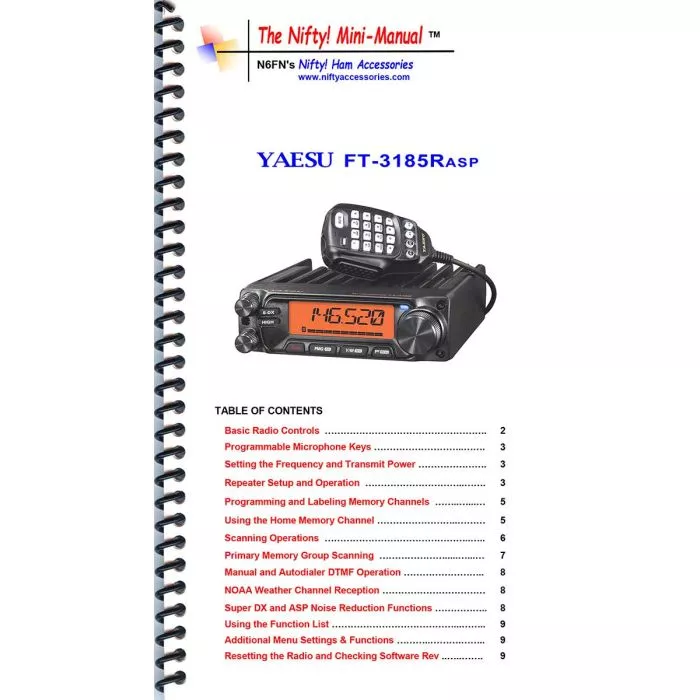 Nifty Mini-Manual for Yaesu FT-3185RASP - Compact Guide