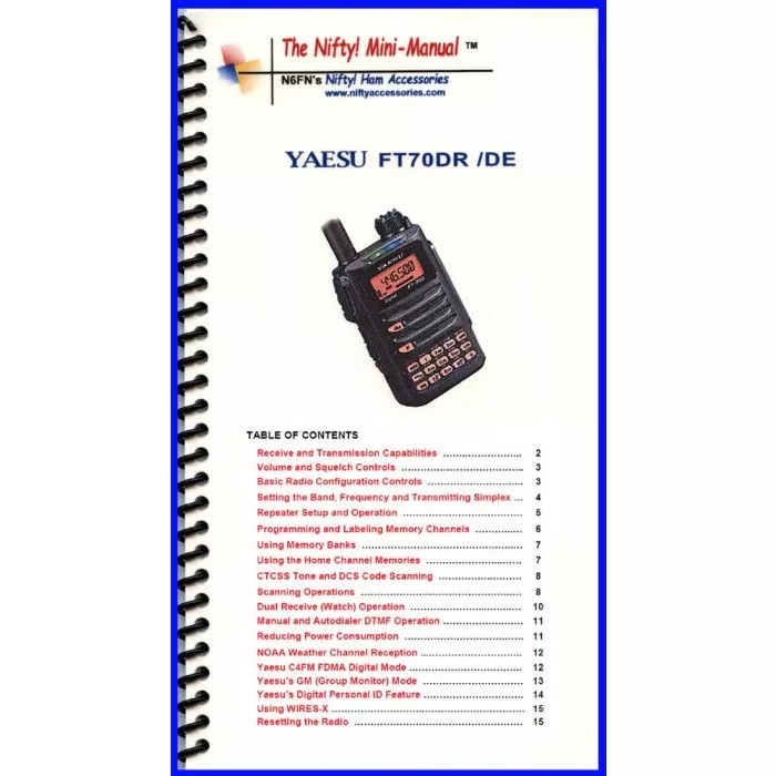 Nifty Accessories MM-FT70DR Yaesu FT-70DR Mini-Manual | GigaParts.com