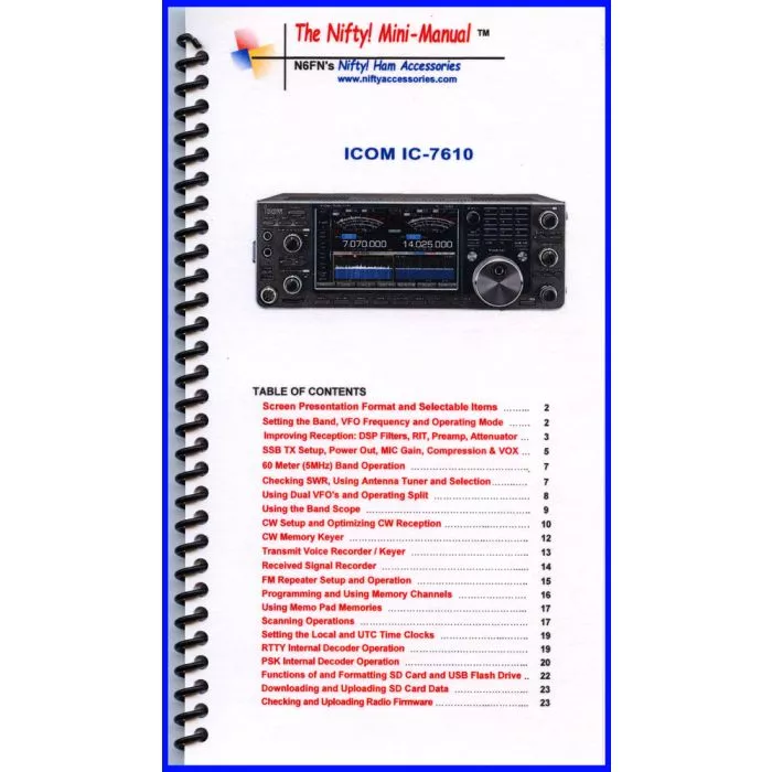 MM-IC7610 Icom IC-7610 Mini-Manual | GigaParts.com