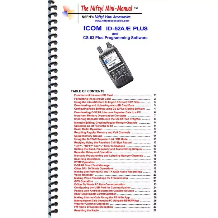Nifty! Quick Reference Guide for ICOM ID-52A Plus | GigaParts.com