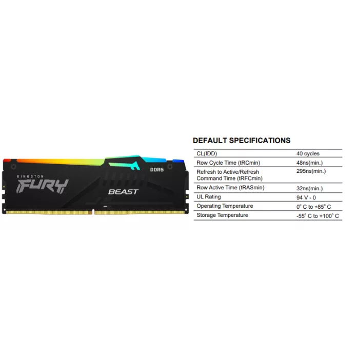 Kingston FURY Beast 32GB DDR5 RAM Kit - 6800MT/s RGB | GigaParts.com