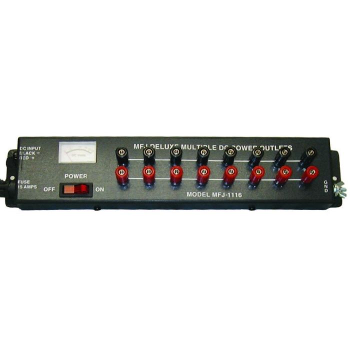 MFJ DC Power Strip, 8 Outlets, Meter/Switch/Fused - MFJ-1116