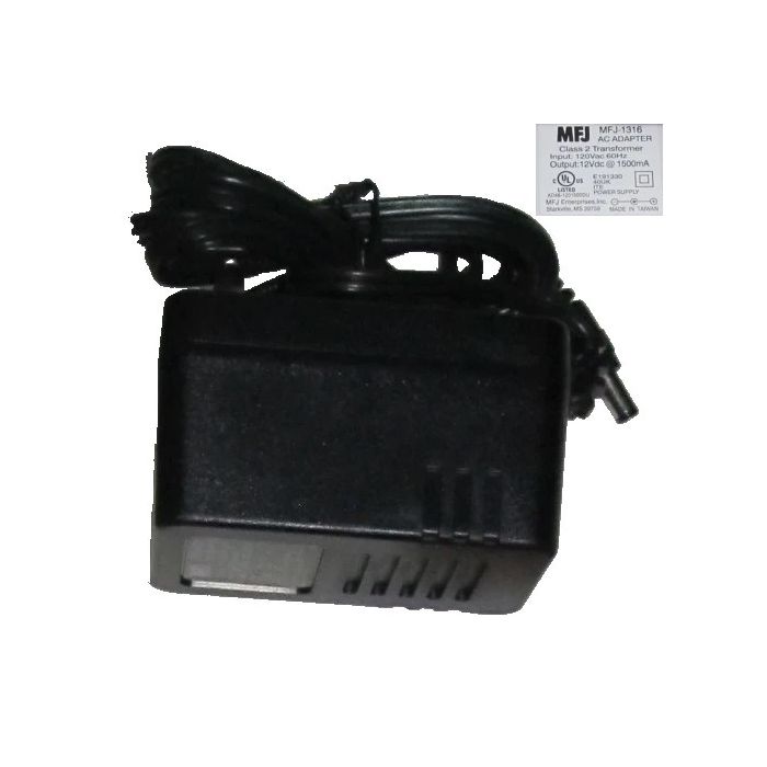 MFJ Wall adapter: 12V, 1200mA, 2.1mm - MFJ-1316 MFJ Wall adapter: 12V, 1200mA, 2.1mm - MFJ-1316