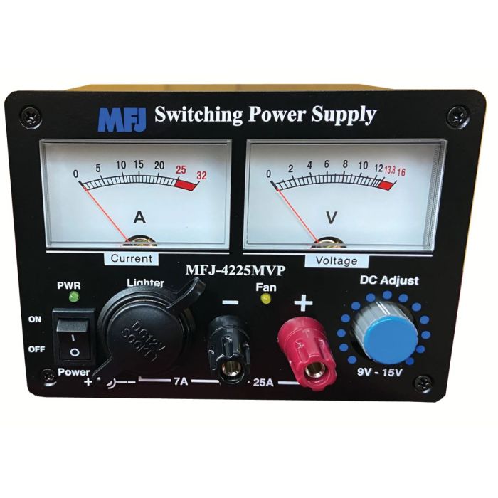 MFJ Voltage Switching Power Supply 25A, Mtr./Adj with Power Poles- MFJ-4225MVP