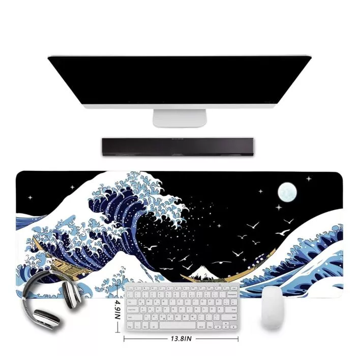 GigaParts 15in x 35in Japanese Sea Wave Mouse Pad - Unique Design