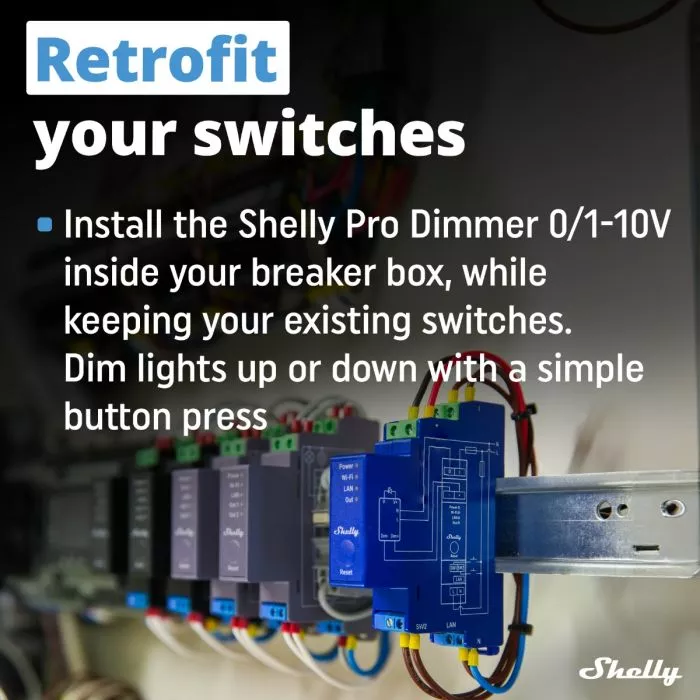 Shelly Pro Dimmer 0/1-10V PM - Smart Lighting Control | GigaParts.com