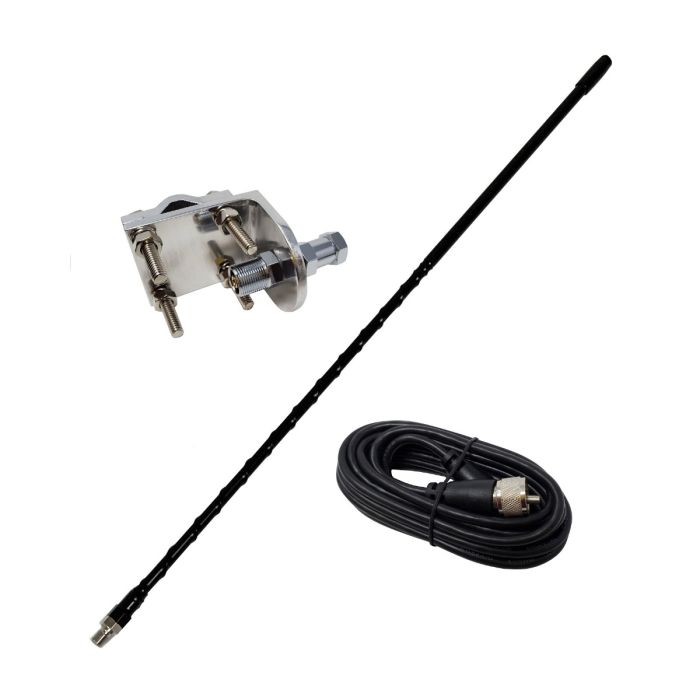 Shark Single CB Radio Antenna Coax and Mount Kit 3ft Black