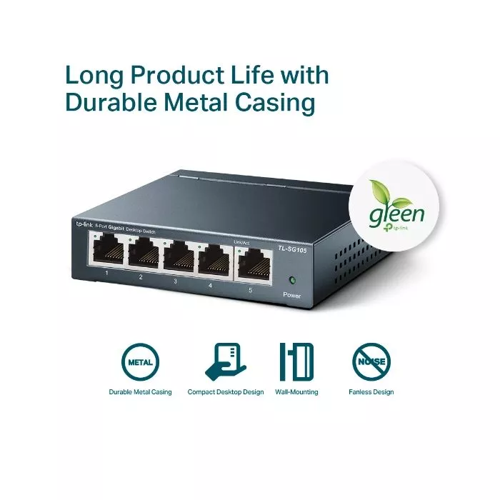 TP-LINK TL-SG605P 5-Port Gigabit Switch with POE+ | GigaParts.com