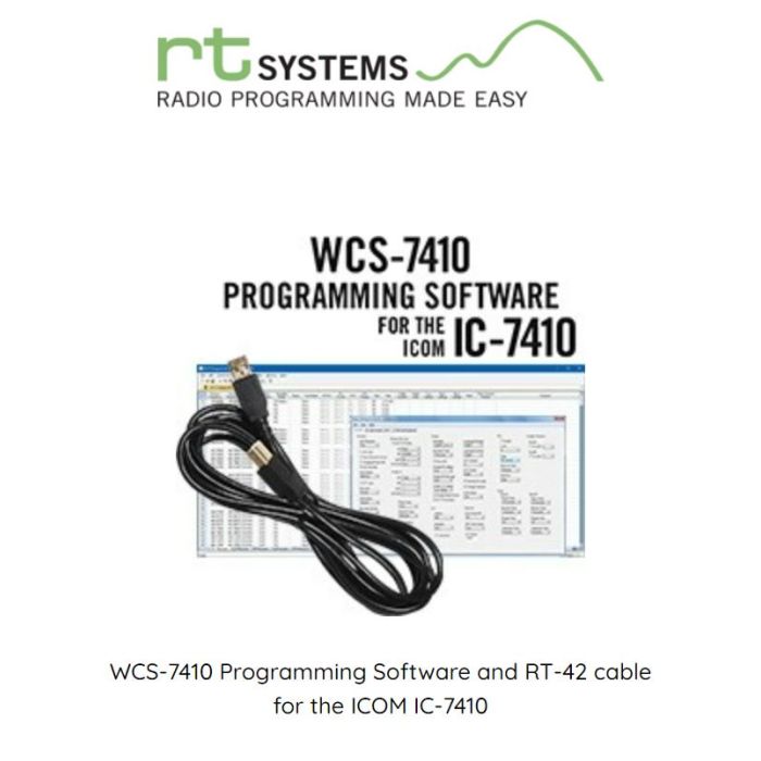 RT Systems Programming Software and RT-42 cable for the ICOM IC-7410 - WCS-7410 RT Systems Programming Software and RT-42 cable for the ICOM IC-7410 - WCS-7410