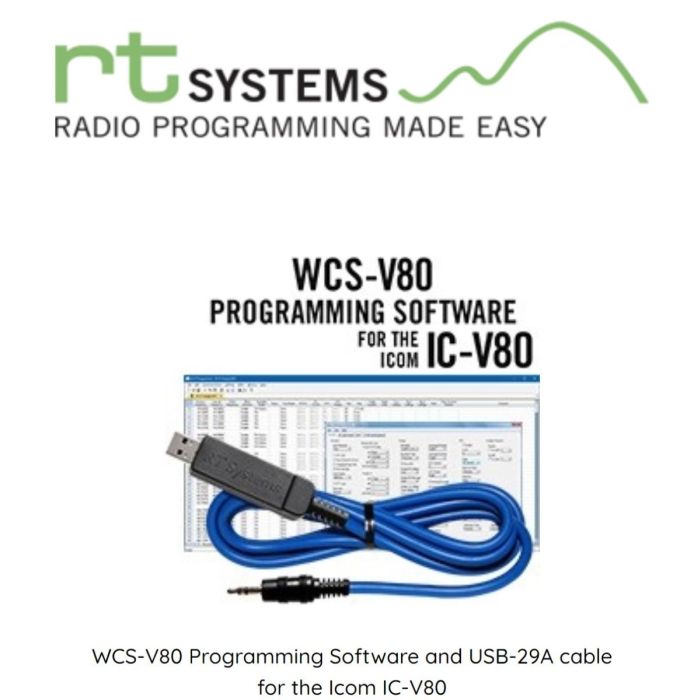 WCS-V80 Programming Software and USB-29A cable for the Icom IC-V80 WCS-V80 Programming Software and USB-29A cable for the Icom IC-V80