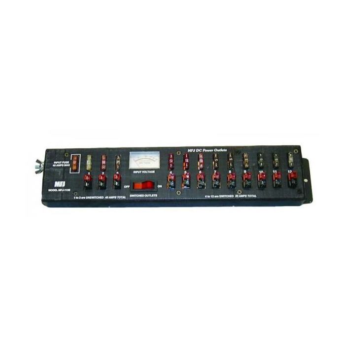 MFJ-1128 Power strip, 40A, 12 pole, w/meter