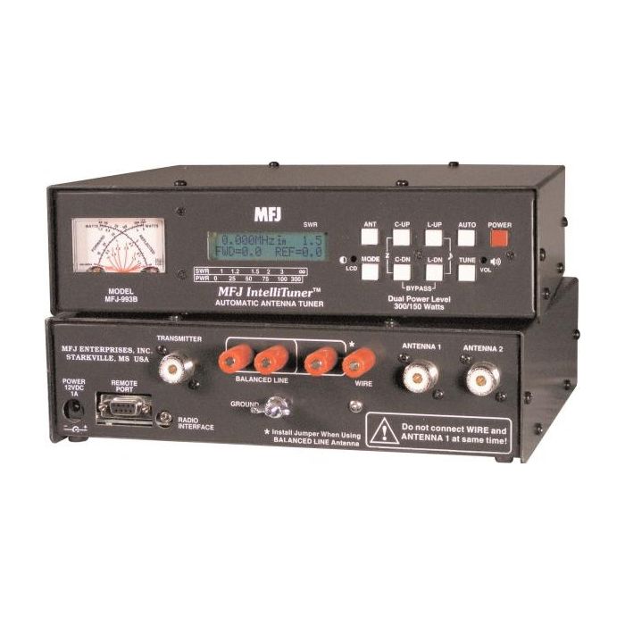 MFJ Dual Power Auto tuner + SWR 1.8-30MHz 300/150W Balun - MFJ-993B MFJ Dual Power Auto tuner + SWR 1.8-30MHz 300/150W Balun - MFJ-993B