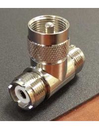 Lands Precision UHF Female SO-239 to UHF Male PL-259 to UHF Female SO-239 T Type Adapter, DNN