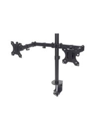 Universal Dual Monitor Mount with Double-Link Swing Arms and Clamp