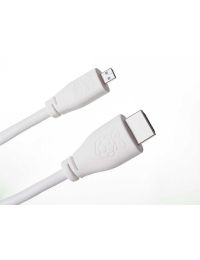Raspberry Pi 4 1M Micro HDMI to Standard HDMI Cable, White - T7689AX