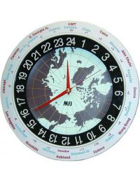 MFJ 24 Hr World Map Analog Wall Clock MFJ-115