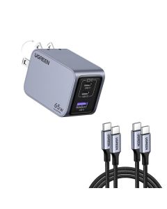 UGREEN Nexode Pro 65W GaN Mini Fast Charger Pro(2C1A) with cable