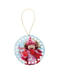 Customizable 4in Round Doily Ceramic Ornament
