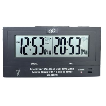 Intellitron CK-158RC Dual Time Zone Atomic LCD Clock with ID Timer