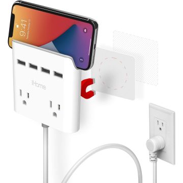 iHome Power Reach 5.4A Hub with Magnetic Attachment White - IH-W-CT644W