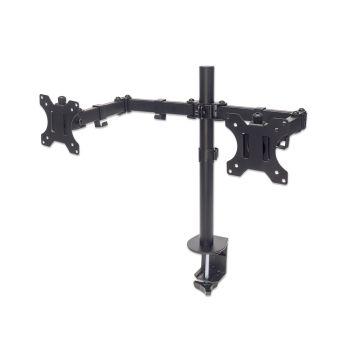 Manhattan 461528, Universal Dual Monitor Mount with Double-Link Swing Arms and Clamp