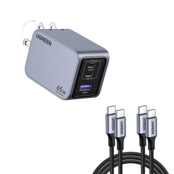 UGREEN Nexode Pro 65W GaN Mini Fast Charger Pro(2C1A) with cable