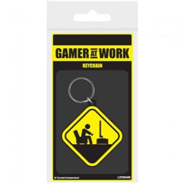 Gamer at Work - Soft PVC Keychain - Caution Sign - RK38872C
