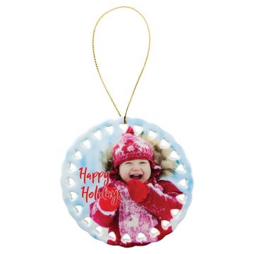 Customizable 4in Round Doily Ceramic Ornament