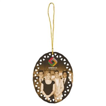 Customizable 3 3/4in x 3in Oval Doily Ceramic Ornament