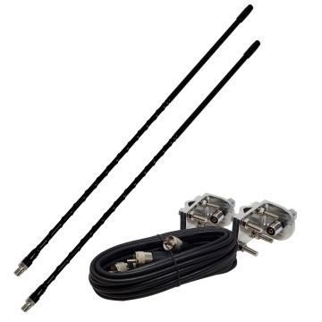 Shark Dual CB Radio Coax Antenna and Mount Kit 4ft Black - TS822-4B