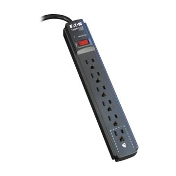 Tripp Lite Series Protect It! 6-Outlet Surge Protector, 6 ft. Cord, 790 Joules, Diagnostic LED, Black Housing - TLP606B