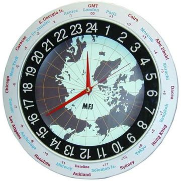 MFJ24HrWorldMapAnalogWallClockMFJ-115