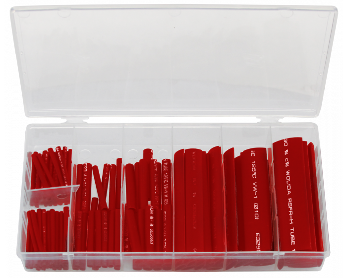127 Piece Assorted Heat Shrink Tubing Kit Red Color