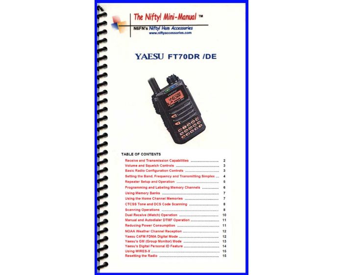 Nifty Accessories MM-FT70DR Yaesu FT-70DR Mini-Manual 日本販売 FDMA C4FM FT70D アマチュア無線