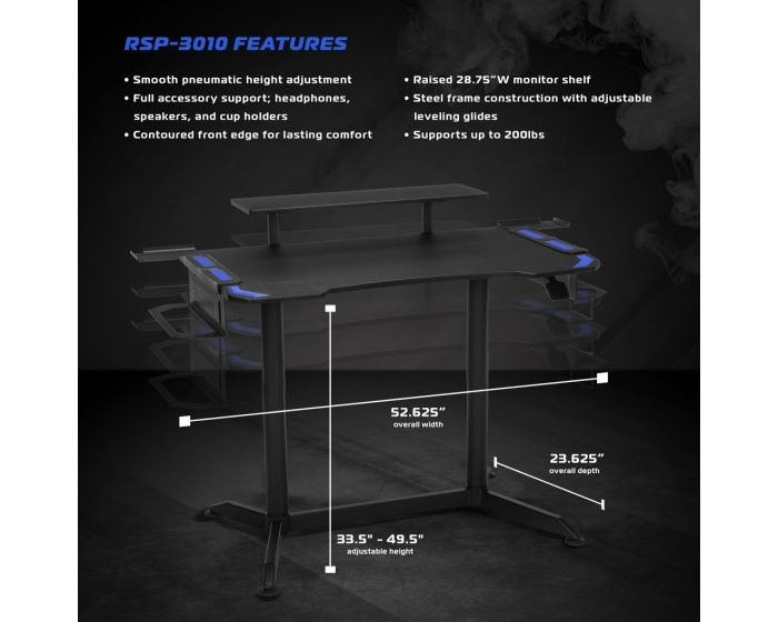 Respawn 3010 Gaming Computer Desk Grey Gigaparts Com