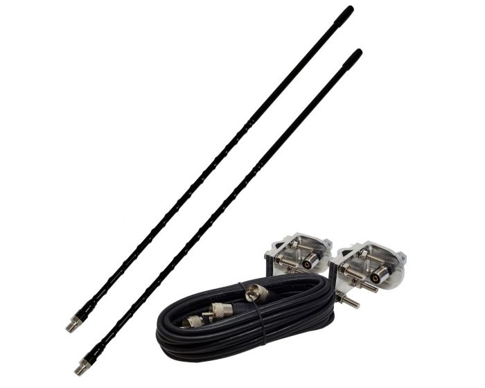Shark Dual CB Antenna Coax and Mount Kit 2ft Black