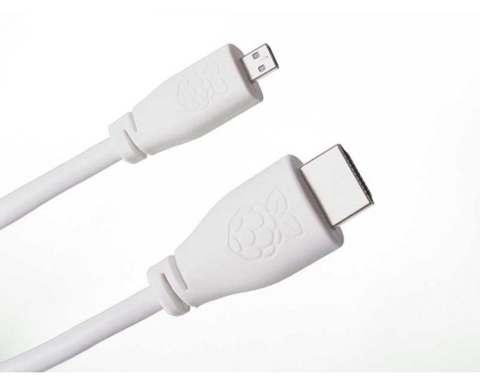 Raspberry Pi 4 1M HDMI to Standard HDMI Cable, White - T7689AX GigaParts.com