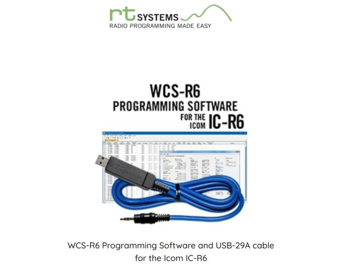 WCS-R6 Programming Software and USB-29A cable for the Icom IC-R6