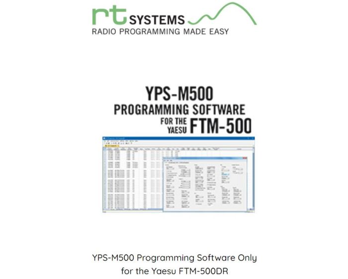 FTM500DR Programming Software only RT Systems YPSM500U
